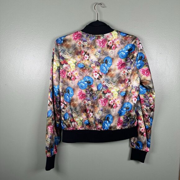 NEW YORK YOKI Silky Feel Full Zip Floral Bomber Style Jacket Women’s Medium - Picture 2 of 9